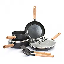 Conjunto de Panelas e Frigideiras Antiaderente com Espátulas, 8 Peças, GREENPAN CC003400 001, Preto