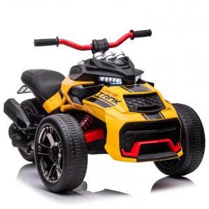 Moto Elétrica Infantil 1 Assento com 3 Rodas, Luz LED, MP3 e Bluetooth, 24V, LUIBAS, Amarela