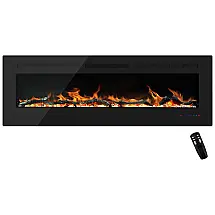 EASE WAY Lareira Elétrica de Embutir A45x152L com Controle Remoto e Digital, Luz LED, Chama Ajustável 110V, Preta