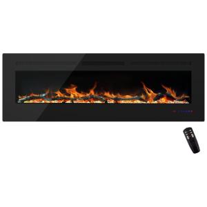 EASE WAY Lareira Elétrica de Embutir A45x152L com Controle Remoto e Digital, Luz LED, Chama Ajustável 110V, Preta