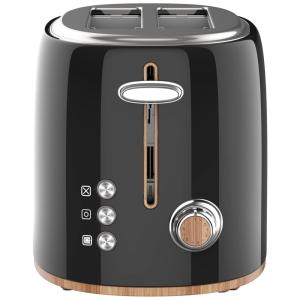 Torradeira Elétrica 2 Fatias com Função Descongelar e Bandejas de Migalhas Removíveis, 110V 1500W, Homeart Panda, Preta