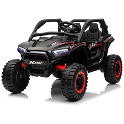 Carro Elétrico Infantil, Jeep UTV com Controle Remoto, Luz LED, Pneus EVA, Cinto de Segurança e Portas com Trava, 24V, Karbost, Preto