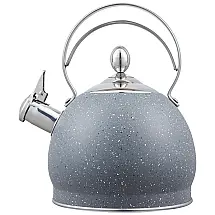 Chaleira 2L com Apito e Cabo ergonômico, Aço Inoxidável, S P, Cinza