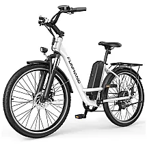 Bicicleta Elétrica Funhang EB-C1 1000W com Bateria Removível 48V, 7 Velocidades e Tela LCD para Deslocamento Diário, BRANCA