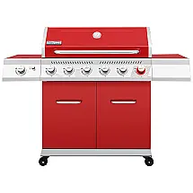 Churrasqueira a Gás 74.000 BTU com 6 Queimadores, 2 Portas e 1 Queimador Lateral em Aço Inoxidável, ROYAL GOURMET GA6402R, Vermelho