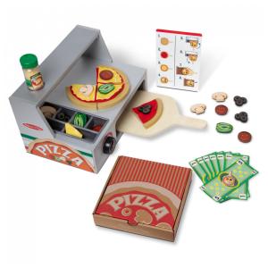 Jogo de Balcão de Pizzaria em Madeira com 41 Peças para Crianças Acima de 3 Anos, Melissa & Doug