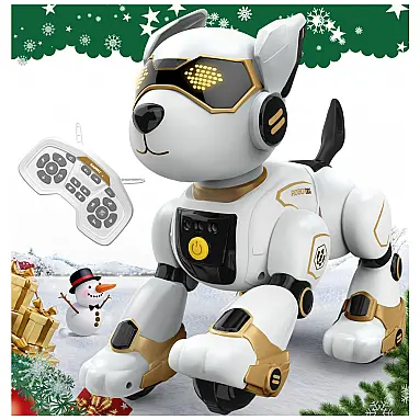 Cachorro robô programável R27 dourado