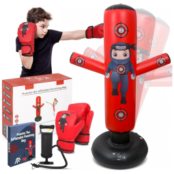 YGA Sports PUNCHO - Bolsa de Pancada Inflável para Crianças com Luvas, Bomba e eBook - 160 cm