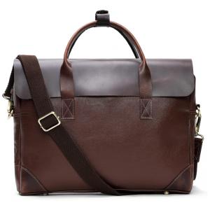 Bolsa Maleta de Couro Sintético Unissex para Laptop, LUXEORIA, Marrom