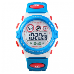 Relógio Digital com Cronômetro para Crianças de 5 até 15 Anos, GOLDEN HOUR, Azul e Branco