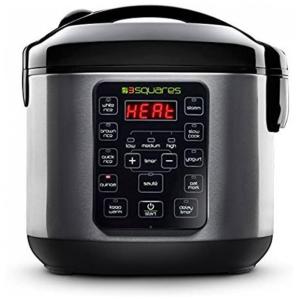 Panela de Arroz Elétrica 4.8L, com 12 Predefinições e Tela LCD, 110v, 3 SQUARES 3RC 3050, Preto