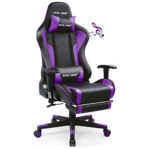GTRACING Cadeira de Escritório Gamer Ergonômica e Reclinável com Bluetooth e Alto Falantes, Roxa