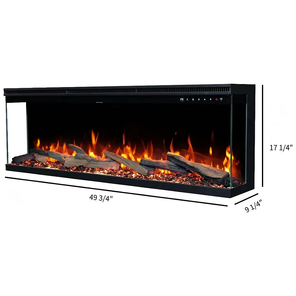 Lareira Elétrica de Embutir A43x127L com Controle por APP e Tela Sensível ao Toque, 110V 1500W, Dreamflame, Preta — foto 3
