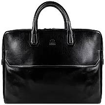 Bolsa Carteiro Masculina de Couro Italiano para Laptop com 17 Polegadas e Fecho em Zíper, Time Resistance, Marrom
