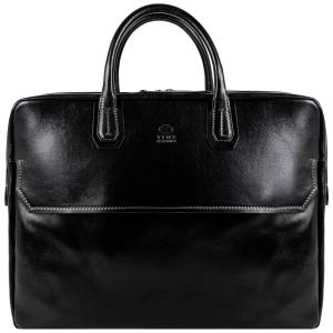 Bolsa Carteiro Masculina de Couro Italiano para Laptop com 17 Polegadas e Fecho em Zíper, Time Resistance, Marrom