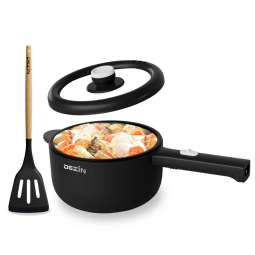 Mini Panela Elétrica Dezin 2L Preta com Revestimento Antiaderente, Função Sauté, Potência Ajustável, Voltagem 110V