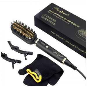 Escova Alisadora Elétrica com 5 Configurações de Temperatura e Desligamento Automático, Bivolt, PARYOE, Preto