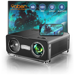 Projetor Full HD 1080P com 400 Lumens, Conexão Bluetooth e Wi Fi 5G, 110v, YABER V10, Preto