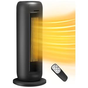 Aquecedor Elétrico de Cerâmica com Controle Remoto e Temporizador, 1500W 110V, LOMMOL, Preto