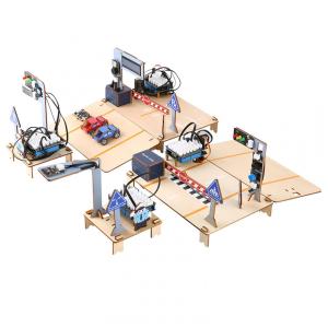 Kit educativo ACEBOTT QE027 trânsito inteligente ESP32 4 em 1 compatível Arduino para projetos STEM de transporte