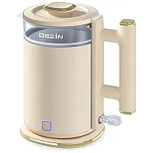 Chaleira Elétrica 1,5 L com Desligamento Automático, Aço Inoxidável, 110V 1000W, Dezin, Bege