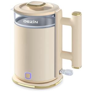 Chaleira Elétrica 1,5 L com Desligamento Automático, Aço Inoxidável, 110V 1000W, Dezin, Bege