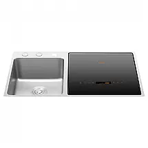 Lava-Louças 3-em-1 Embutida na Pia FOTILE SD2F-P5 Preto e Aço Inox com Limpeza de Vegetais e Sistema de Limpeza 360°