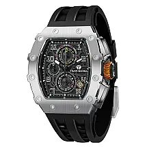 TSAR BOMBA Relógio Masculino Luxo Quadrado Cronógrafo Movimento Japonês 50M Resistente Água Vidro Safira Pulseira Silicone