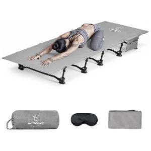 Cama Acampamento, Camping Dobrável Portátil, até 136 kg, HITORHIKE, Cinza