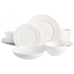Aparelho de Jantar com 16 Peças em Porcelana Bone China, Gibson Elite, Branco