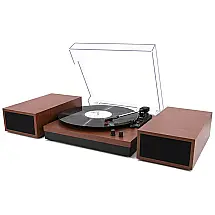 Vitrola Toca Discos Retrô com 3 Velocidades, Bluetooth e Alto Falantes Exters, LPNO.1, 110v, LPNO.1 LPSC 008, Marrom