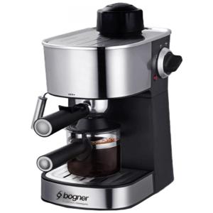 Cafeteira Elétrica Programável 960mL em Aço Inoxidável com Vaporizador de Leite, 800W, 110v, BOGNER BCM35, Preto
