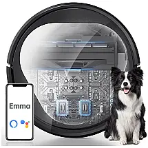 Aspirador de Pó Robô Emma Inteligente e Automático 3000Pa 110Min de Ação Wi Fi Ideal para Pets, GENERIC, Preto