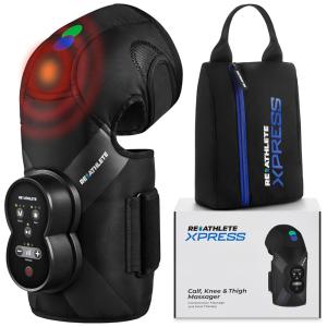 Massageador Elétrico de Compressão para Joelhos 3 Modos e 3 Intensidades, Bivolt, REATHLETE, Preto