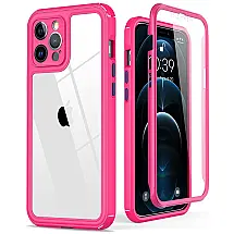 Capinha Compatível com iPhone 12 pro Max a Prova d com Vidro Temperado, KEYSTAR, Rosa