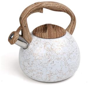 Chaleira de Chá 2.5L com Apito, Aço Inoxidável, FLANTOR, Branco