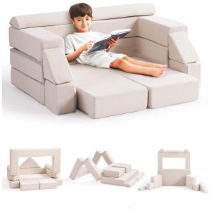Sofá Educativo ROBUD Nugget, Modular Bege para Crianças, Sofá DIY Lavável para Brincar na Sala de Jogos, Quarto, Berçário - WG411