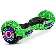 Hoverboard com Luz LED, Auto Equilíbrio, Alto-Falante e Velocidade até 12 km/h para Crianças e Adultos, 110V, SISIGAD, Verde