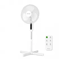 Ventilador Pedestal com Controle Remoto, Oscilação de 80°, 3 Velocidades, 3 Modos e Temporizador, 110V, HOLMES, Branco
