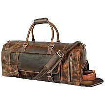 Bolsa de Viagem Masculina Clássica em Couro Marrom TUZECH, Resistente e Espaçosa, Ideal para Viagens
