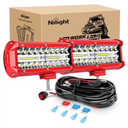 Farol de Milha LED Off Road 600K a Prova dÁgua Luz Branca, 9 30V, Nilight ZH802, Vermelha