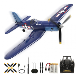 Avião de Controle Remoto com Acessórios, Sistema de Estabilização Xpilot e One Key Acrobático, RoofWorld F4u Corsário 76108, Azul Escuro