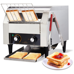 Torradeira de Esteira Comercial ROVSUN, 300 Fatias/Hora, Forno de Pão em Aço Inoxidável com Dois Modos de Saída, 110V 1700W - Perfeita para