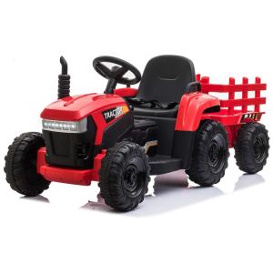 Trator Elétrico Infantil com Motor Duplo e Luzes LED, para 3 a 6 Anos, TOBBI, Vermelho