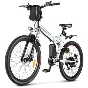 Bicicleta Elétrica Motorizada 26 Velocidades e 3 Modos, 250W, ANCHEER, Branco