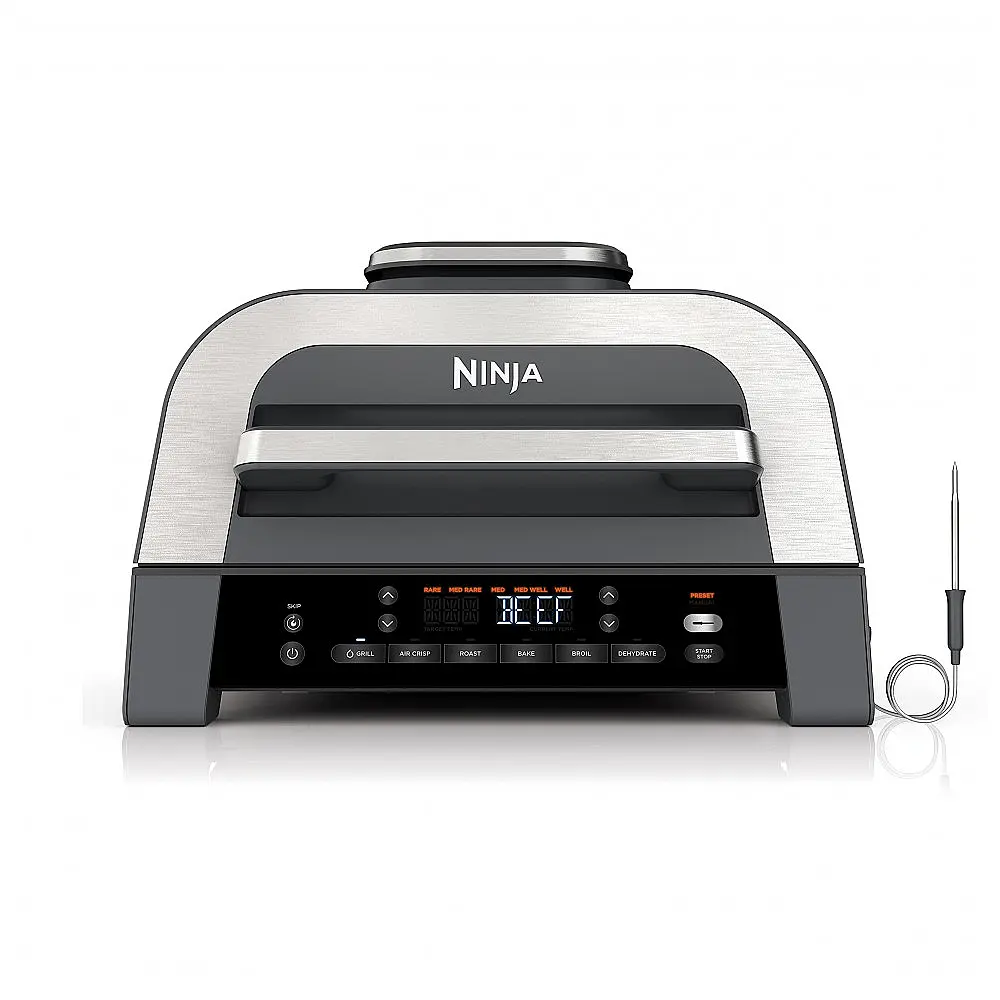 Grill Elétrico de Bancada Ninja DG551 Foodi Smart XL 6 em 1 com Air Fry e Termômetro Inteligente, Grelha 23 x 30 cm, Interno