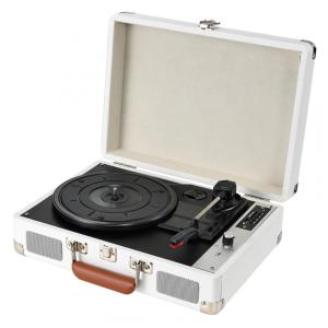 Toca-Discos Hododou Vinil Portátil Bluetooth Gravação USB com Alto-Falantes Embutidos - Branco