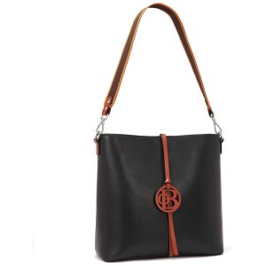 HOSTANTEN Bolsa Feminina de Ombro em Couro , Preto