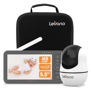 Babá Eletrônica com Câmera PTZ 1080P, Visão Noturna e Alcance de 303,95M, Bateria de 5000mAH, Estojo de Transporte, Levana Nala.