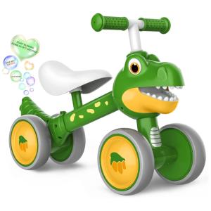 Bicicleta sem Pedal com 4 Rodas para Crianças de 1 a 3 Anos, Afranti Dinossauro, Verde